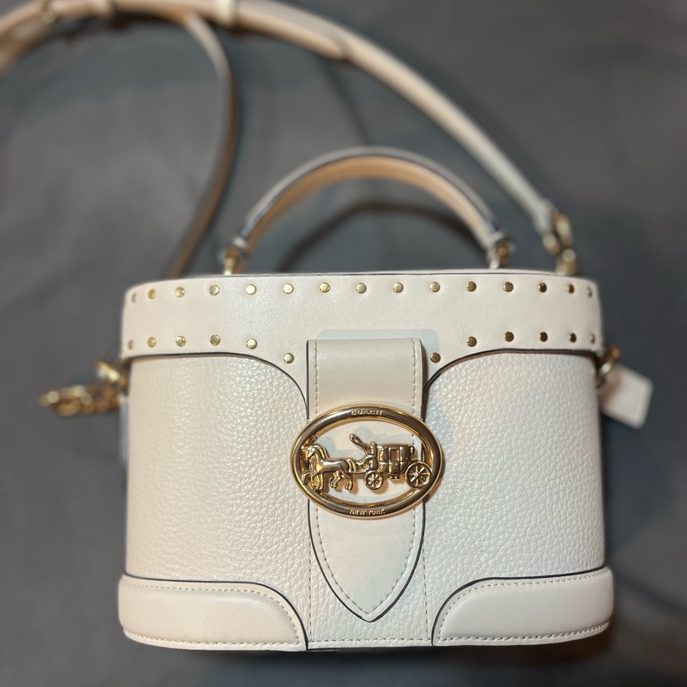 Coach Cream Leather Crossbody Bag with Gold Details